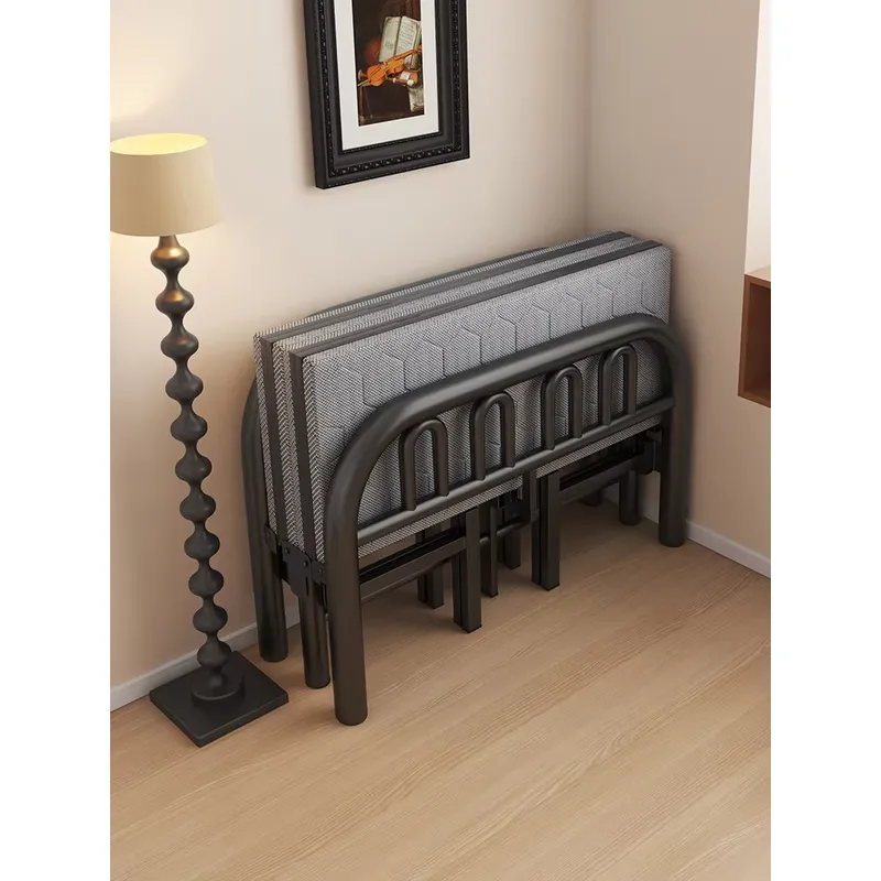 Office Furniture Rental - U字型シングル折りたたみベッド オフィスでの昼寝用 大人用 寮・賃貸部屋用 シンプルなスチールフレーム ポリエステル素材