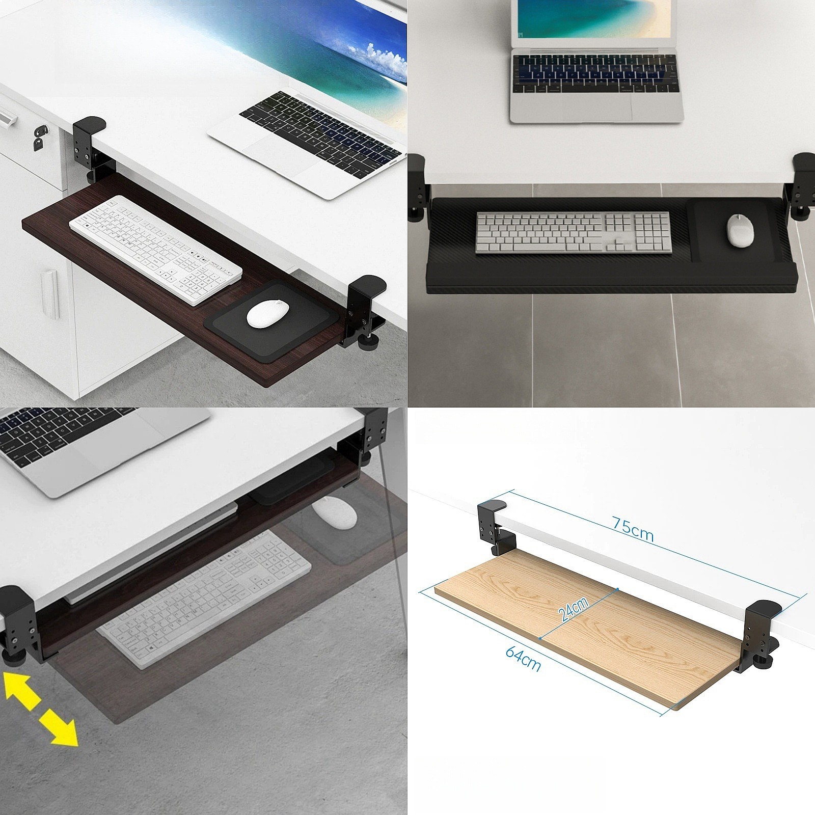 Keyboard Drawer Under - テーブルの下のキーボードブラケット デスクの下にスライド式で置けるテーブル引き出し ハンドサポート拡張ブラケット キーボードトレイ パンチフリースライド
