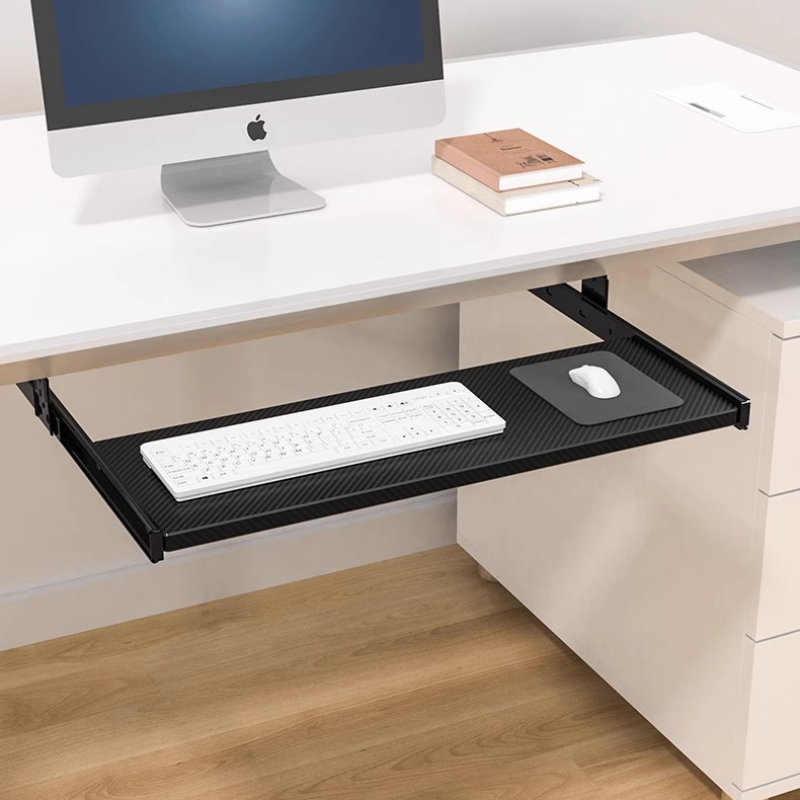 Keyboard Drawer Under - デスク下キーボードトレイスライドレール引き出し、高さ調節可能なテーブルアクセサリー、PCワークステーション用格納式マウススタンド