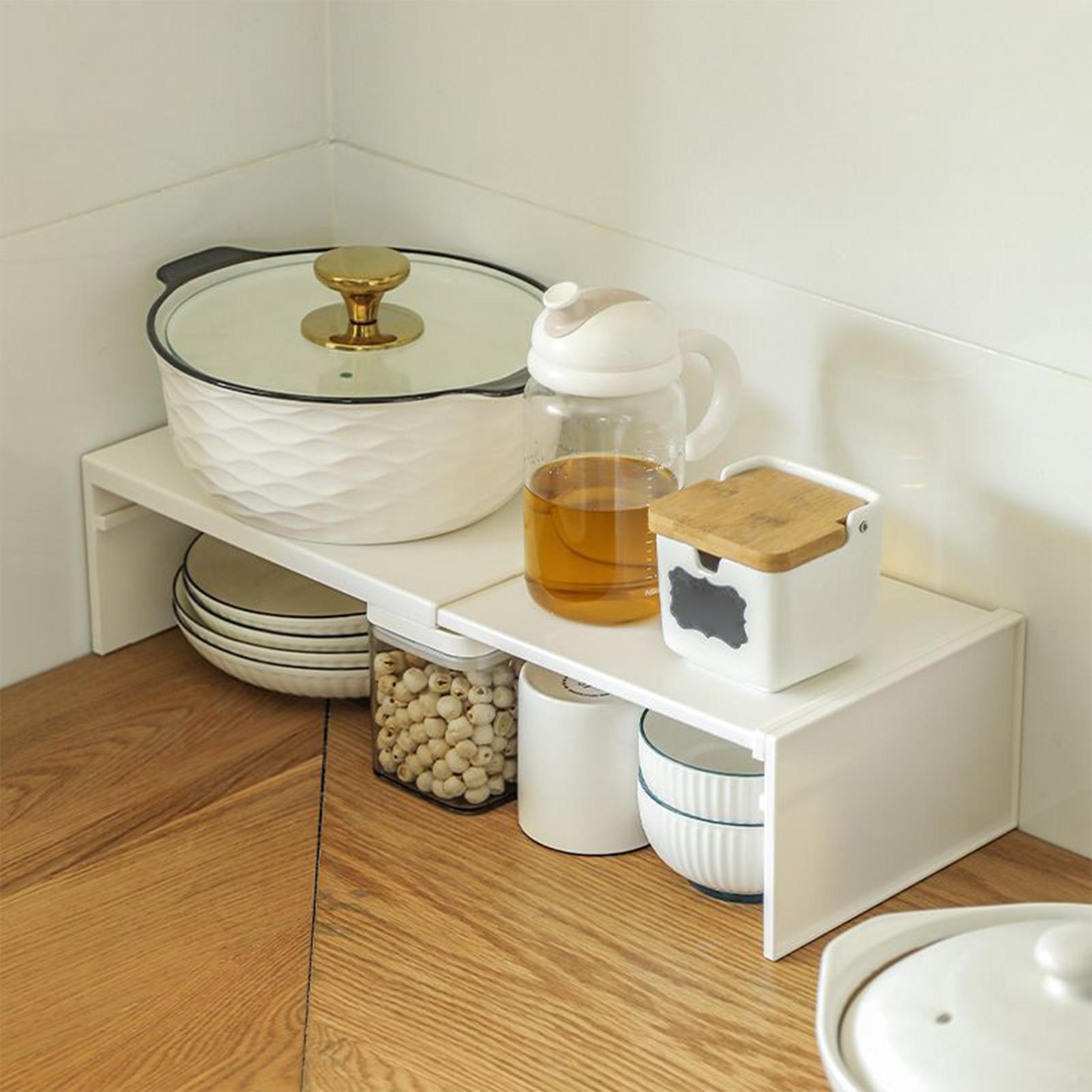 Room Divider Bamboo - キッチン用伸縮式キャビネットシェルフ 家庭用積み重ね可能な垂直収納ラック 高耐久性カウンタートップオーガナイザー