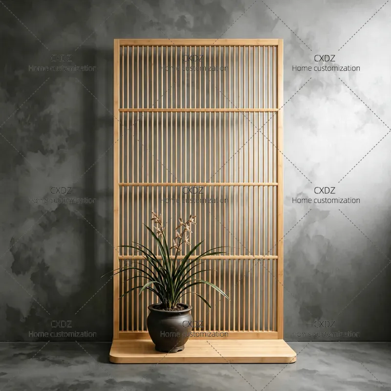 Room Divider Bamboo - 日本の竹製パーテーションスクリーン北欧シンプル無垢材グリルモダン可動式玄関フロアディバイダールームセパレーター
