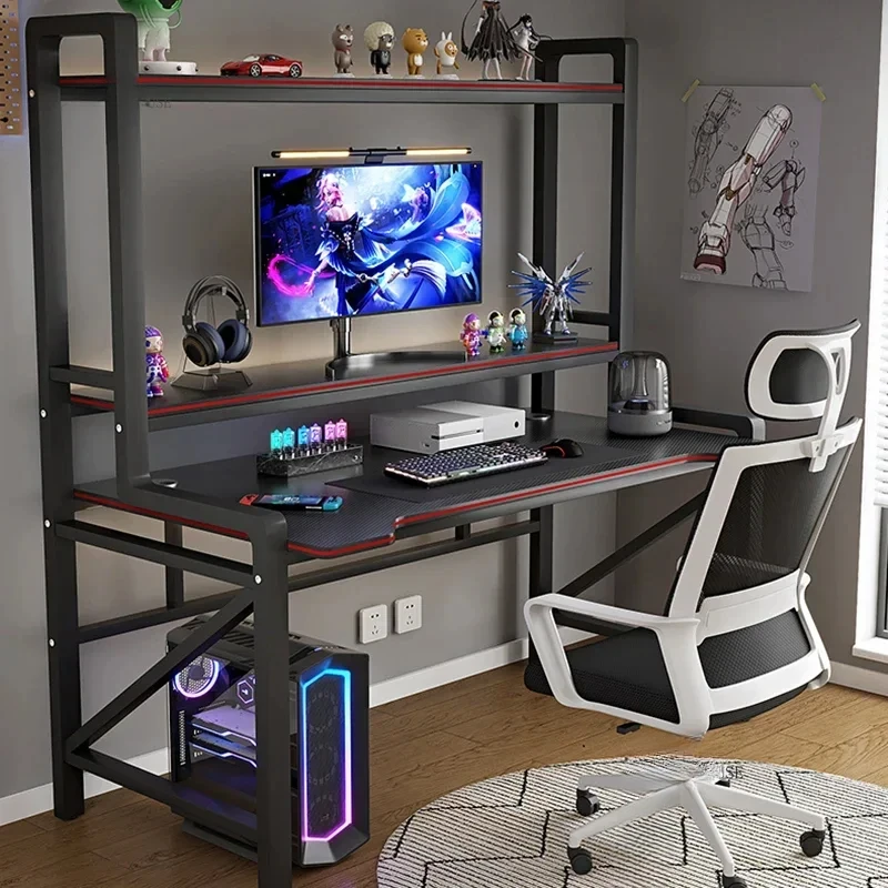 Office Furniture Rental - モダンなカーボンファイバー製デスクトップコンピューターデスク、本棚一体型、学生学習机、賃貸住宅向けシンプルオフィス、ゲーミングデスク