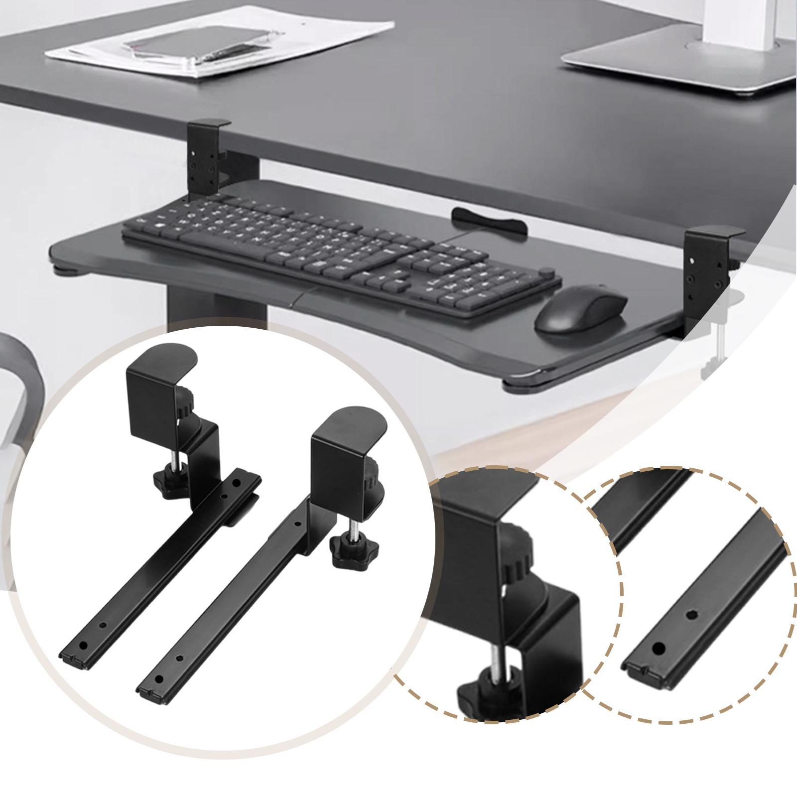 Keyboard Drawer Under - デスク下キーボードトレイスライドサイドマウント家具オフィススタディルーム引き出し2個 簡単取り付け 頑丈な引き出しスライド