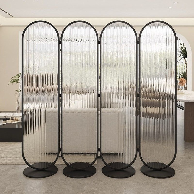 Room Divider Bamboo - パンチングフリーアクリルガラススクリーンパーティションリビングルームモダンシンプル可動式折りたたみ寝室仕切り装飾