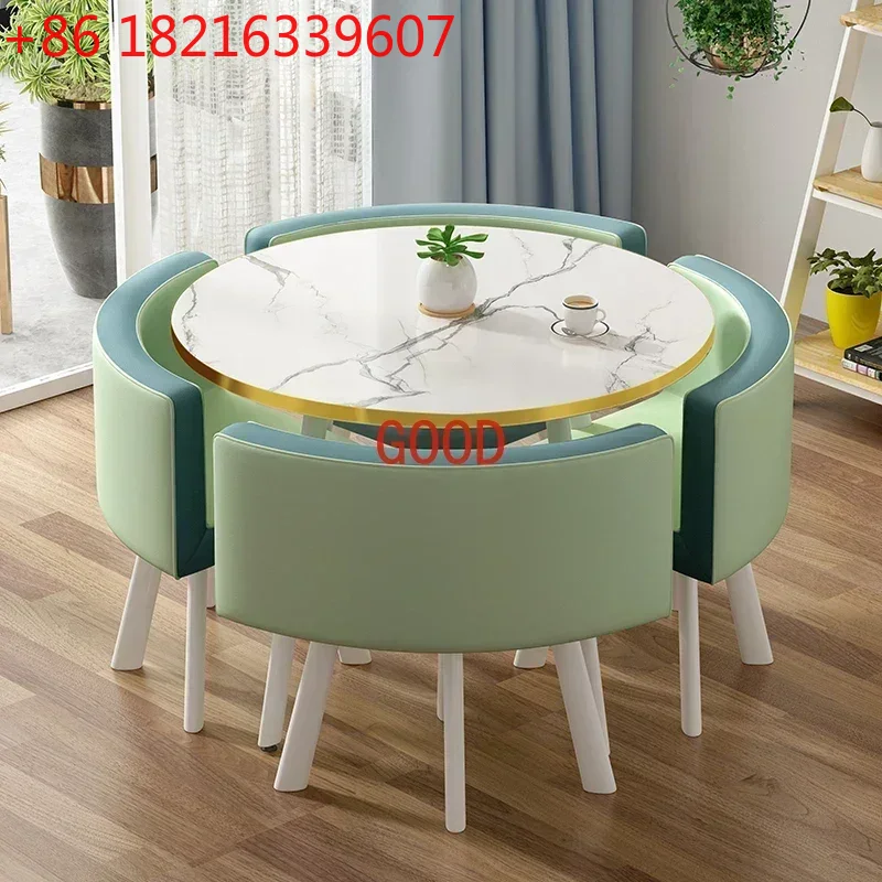 Office Furniture Center - TAO ポーカーマーブルダイニングテーブルセット 4 椅子センターラウンドダイニングテーブル高級オフィスメサスデジャンタルアパート家具 HDCZ