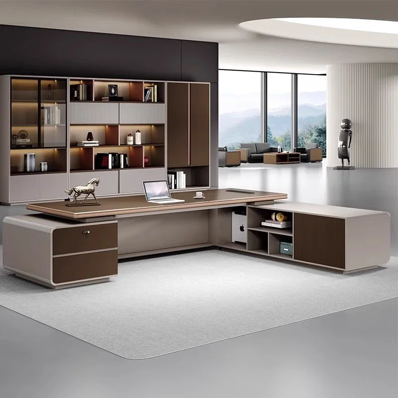 デスクトップスタンディングL字型高級オフィスデスクエグゼクテ - Office Furniture Rental のレビューと価格