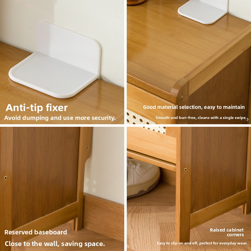 家庭用木製靴箱、籐製通気性靴箱、狭い靴箱、フリップバケットシ - Room Divider Bamboo のレビューと価格