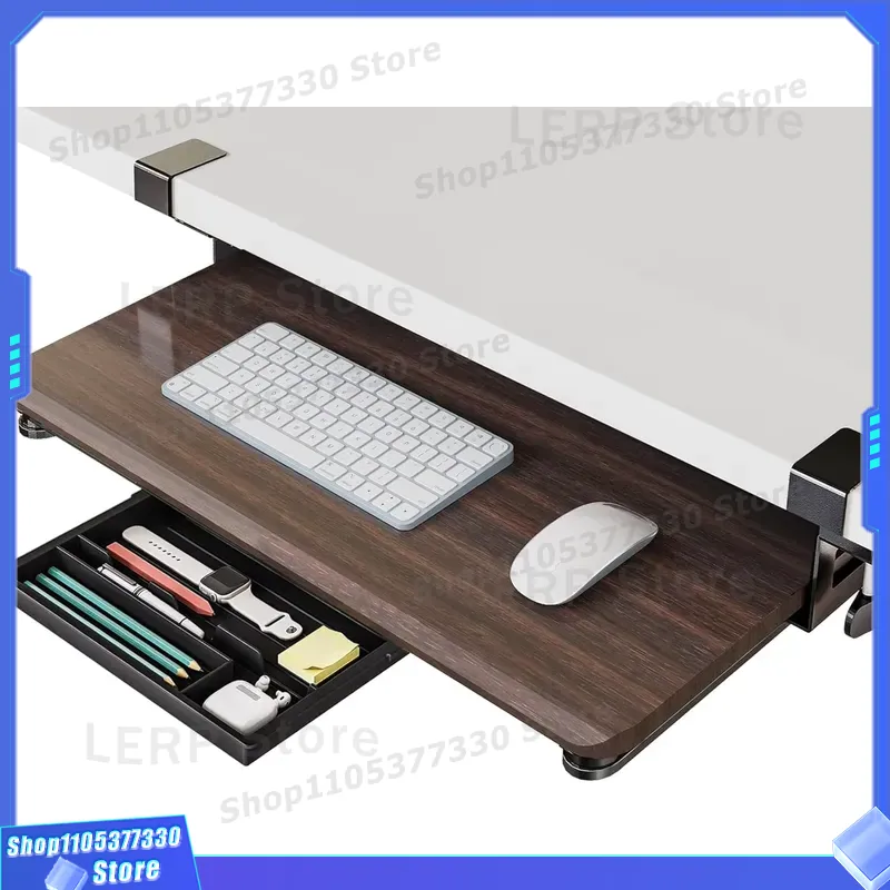 C型クリップ式スライドキーボードマウストレイ、デスク下マウン - Keyboard Drawer Under のレビューと価格