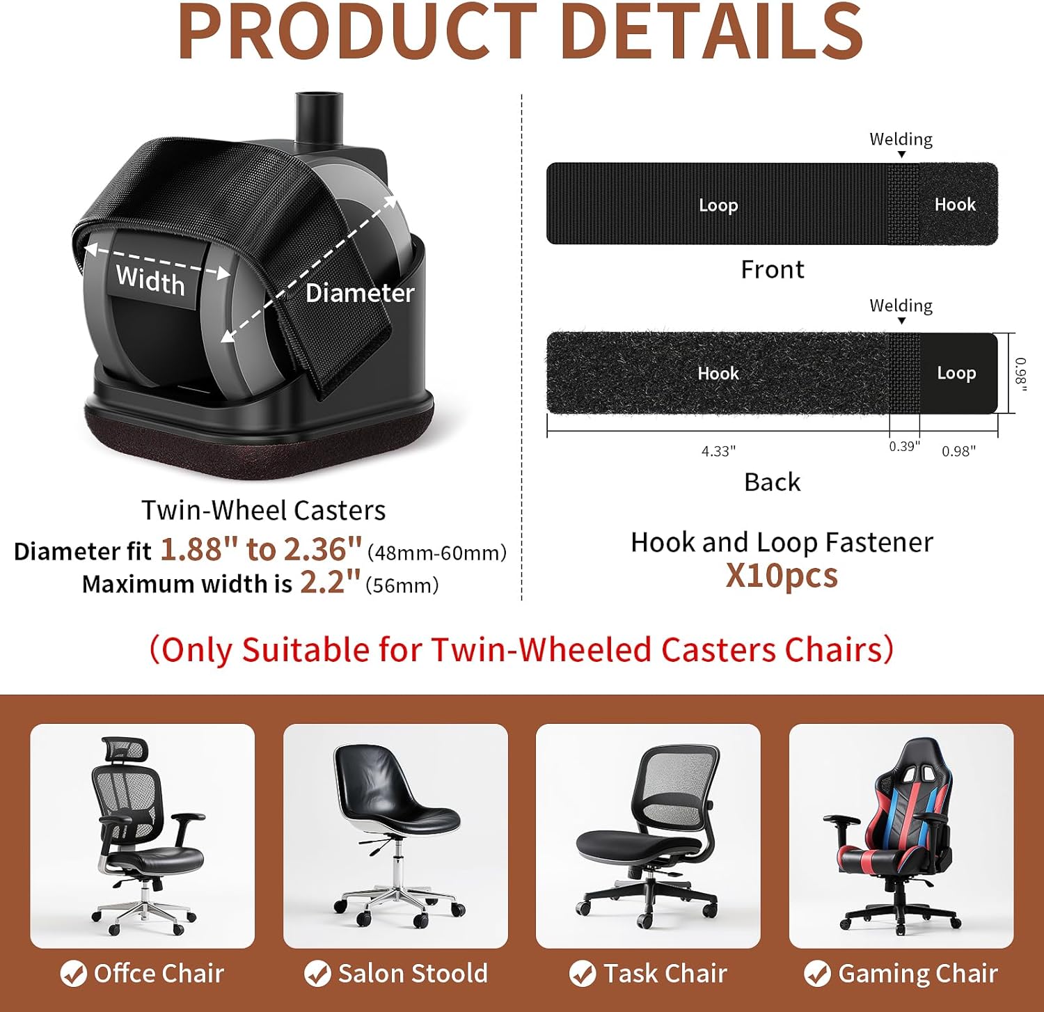 5個入り 椅子脚プロテクター オフィスチェアホイールカップ  - Office Furniture Warehouse のレビューと価格