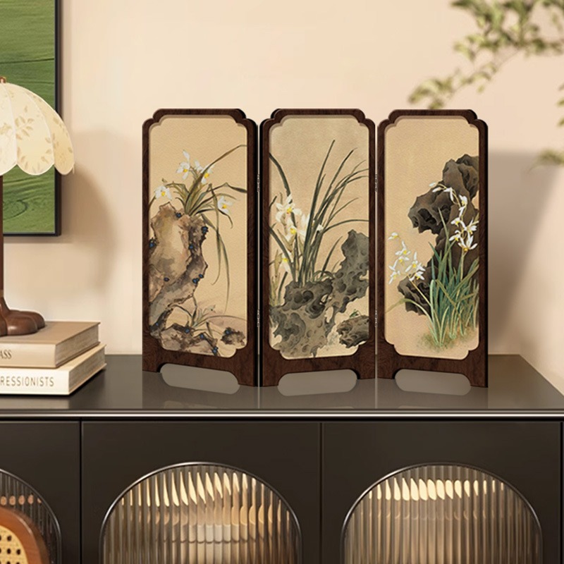 新しい中国水墨竹ミニ卓上折りたたみスクリーンレトロ木製デスク - Room Divider Bamboo のレビューと価格