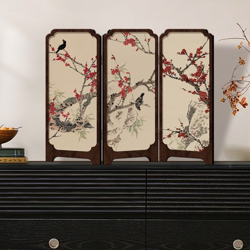新しい中国水墨竹ミニ卓上折りたたみスクリーンレトロ木製デスク - Room Divider Bamboo のレビューと価格