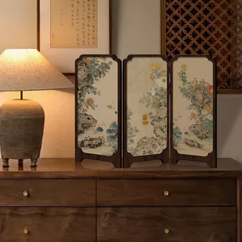 新しい中国水墨竹ミニ卓上折りたたみスクリーンレトロ木製デスク - Room Divider Bamboo のレビューと価格