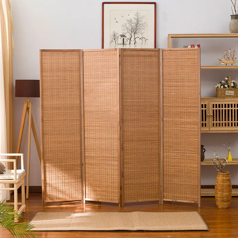 中国風折りたたみ式屏風、無垢材竹製ブラウン、モダンでシンプル - Room Divider Bamboo のレビューと価格