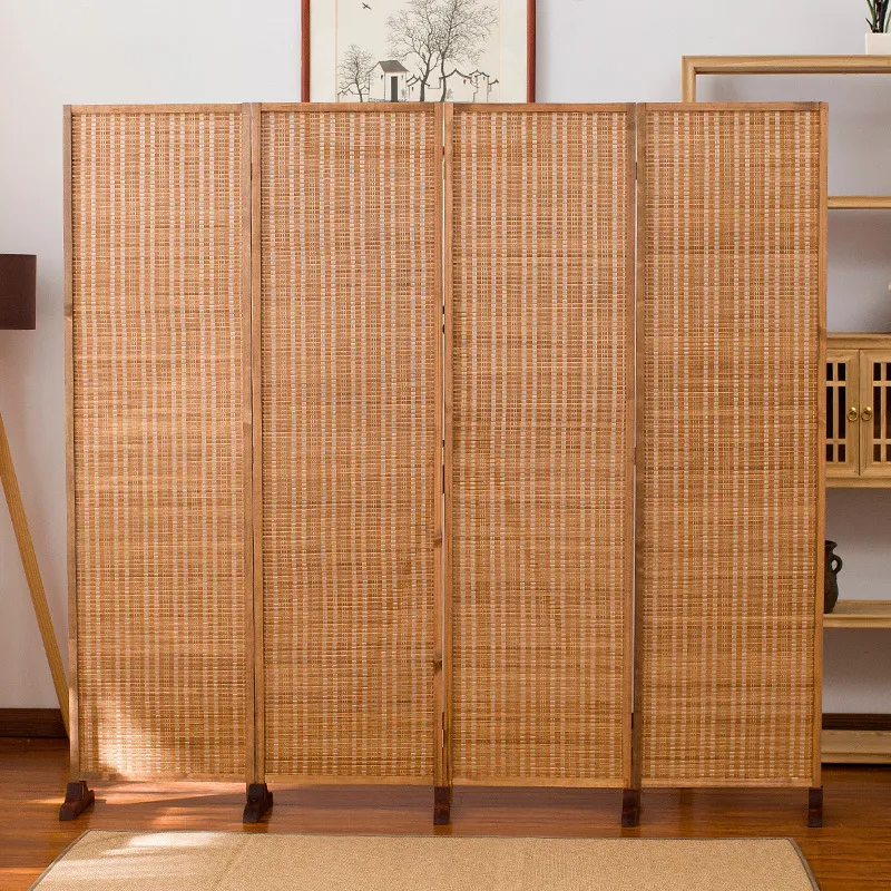 中国風折りたたみ式屏風、無垢材竹製ブラウン、モダンでシンプル - Room Divider Bamboo のレビューと価格