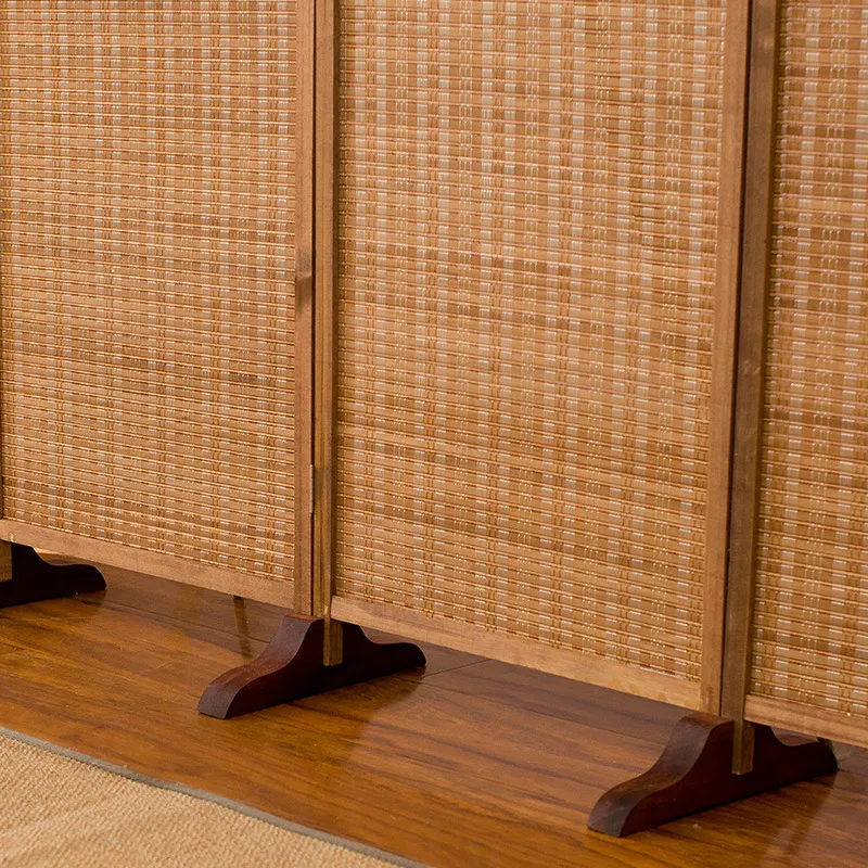 中国風折りたたみ式屏風、無垢材竹製ブラウン、モダンでシンプル - Room Divider Bamboo のレビューと価格