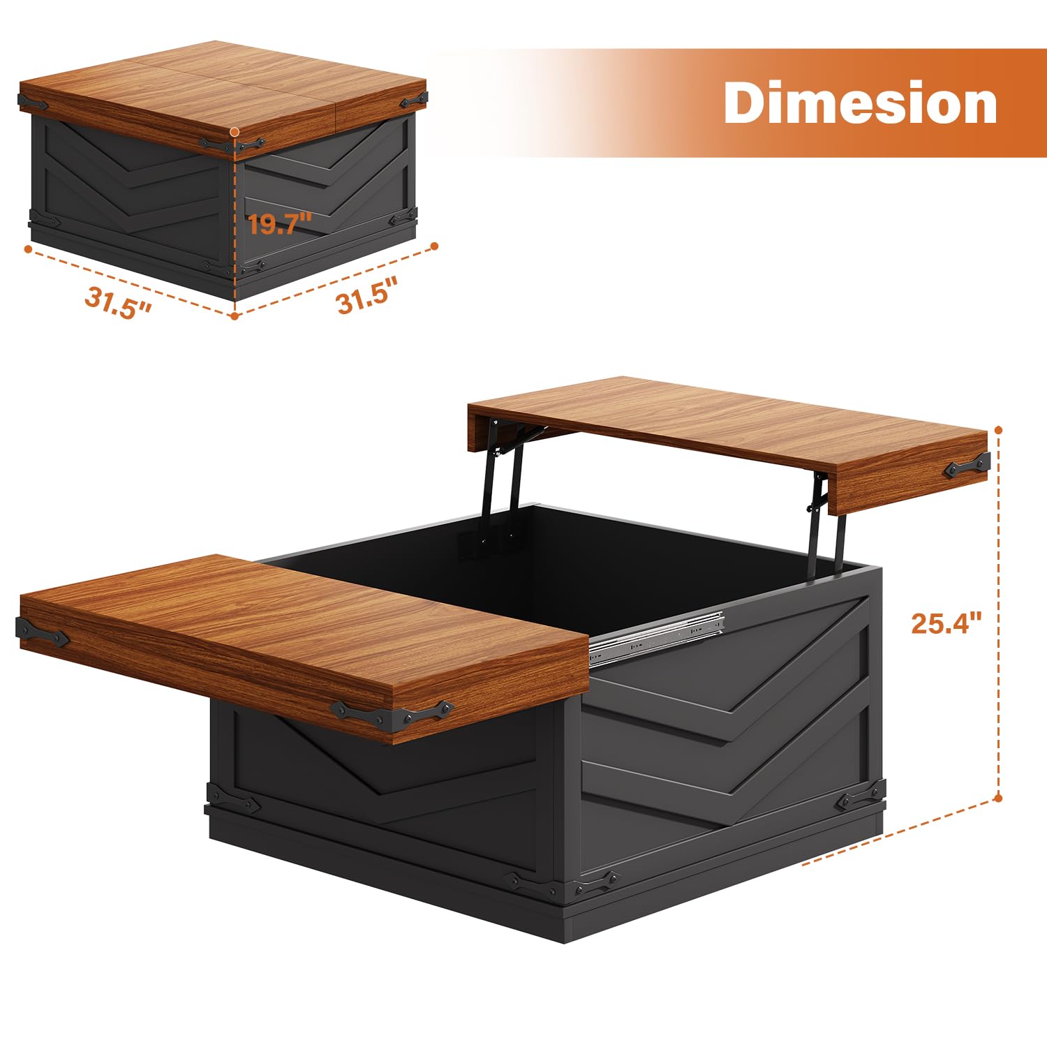 リフトトップコーヒーテーブル、スライド式スクエアセンターテー - Office Furniture Center のレビューと価格