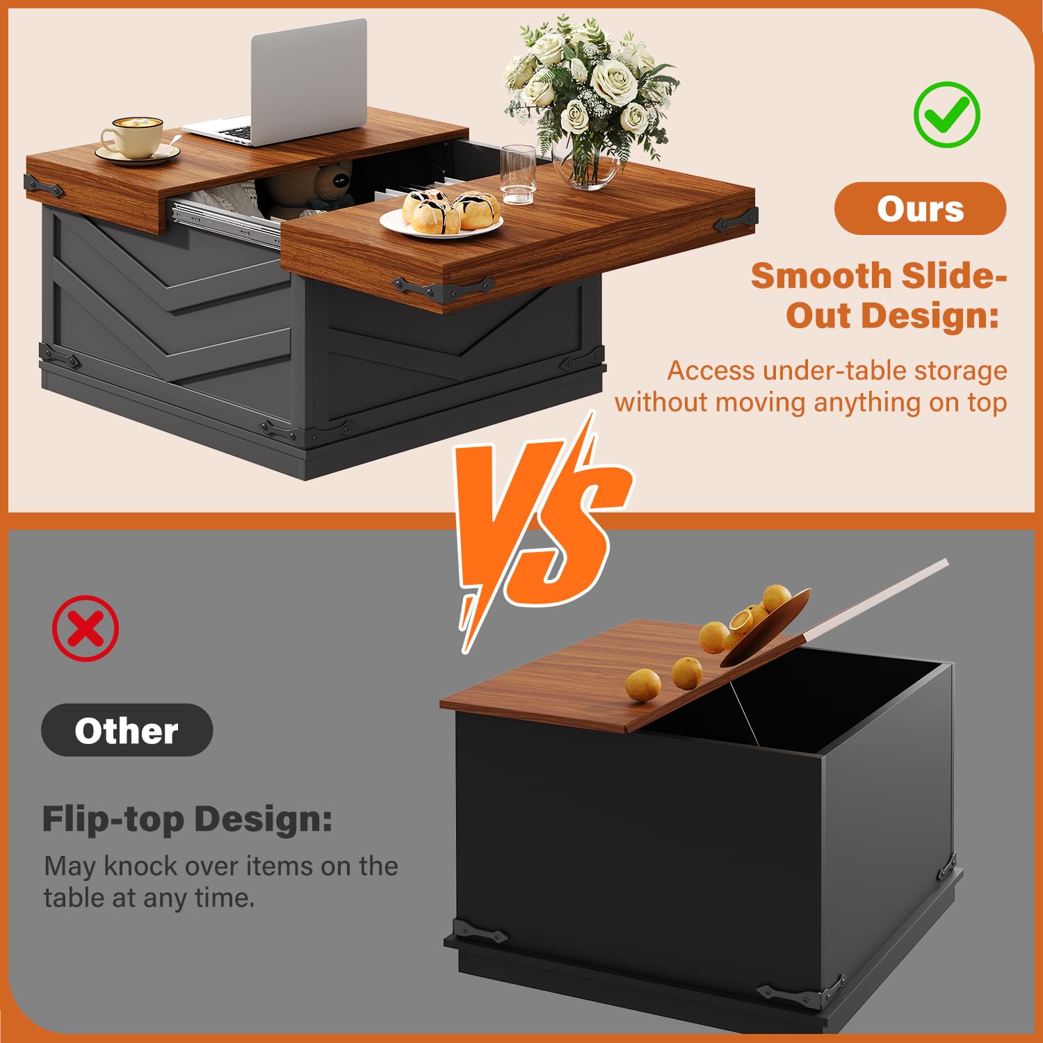 リフトトップコーヒーテーブル、スライド式スクエアセンターテー - Office Furniture Center のレビューと価格