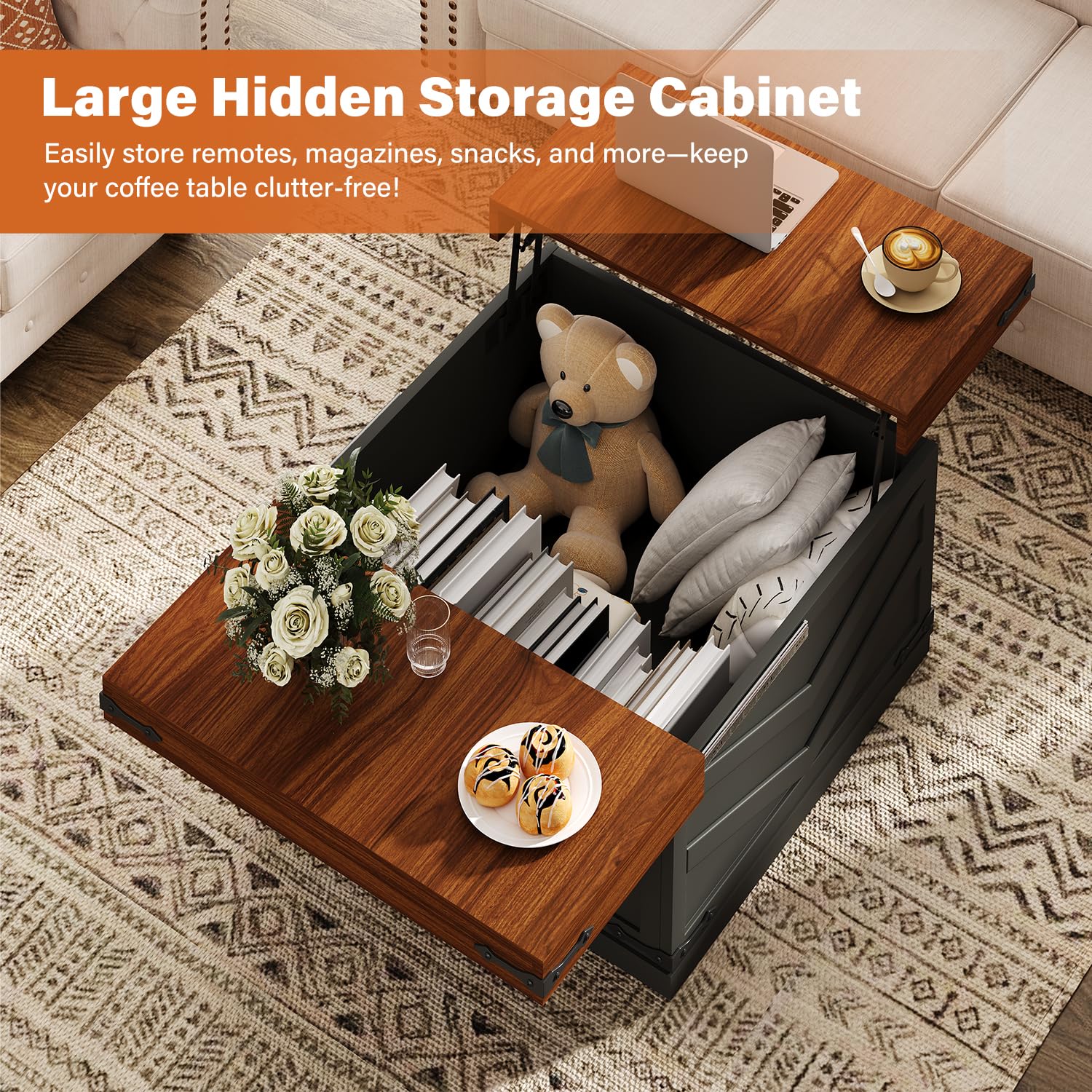 リフトトップコーヒーテーブル、スライド式スクエアセンターテー - Office Furniture Center のレビューと価格