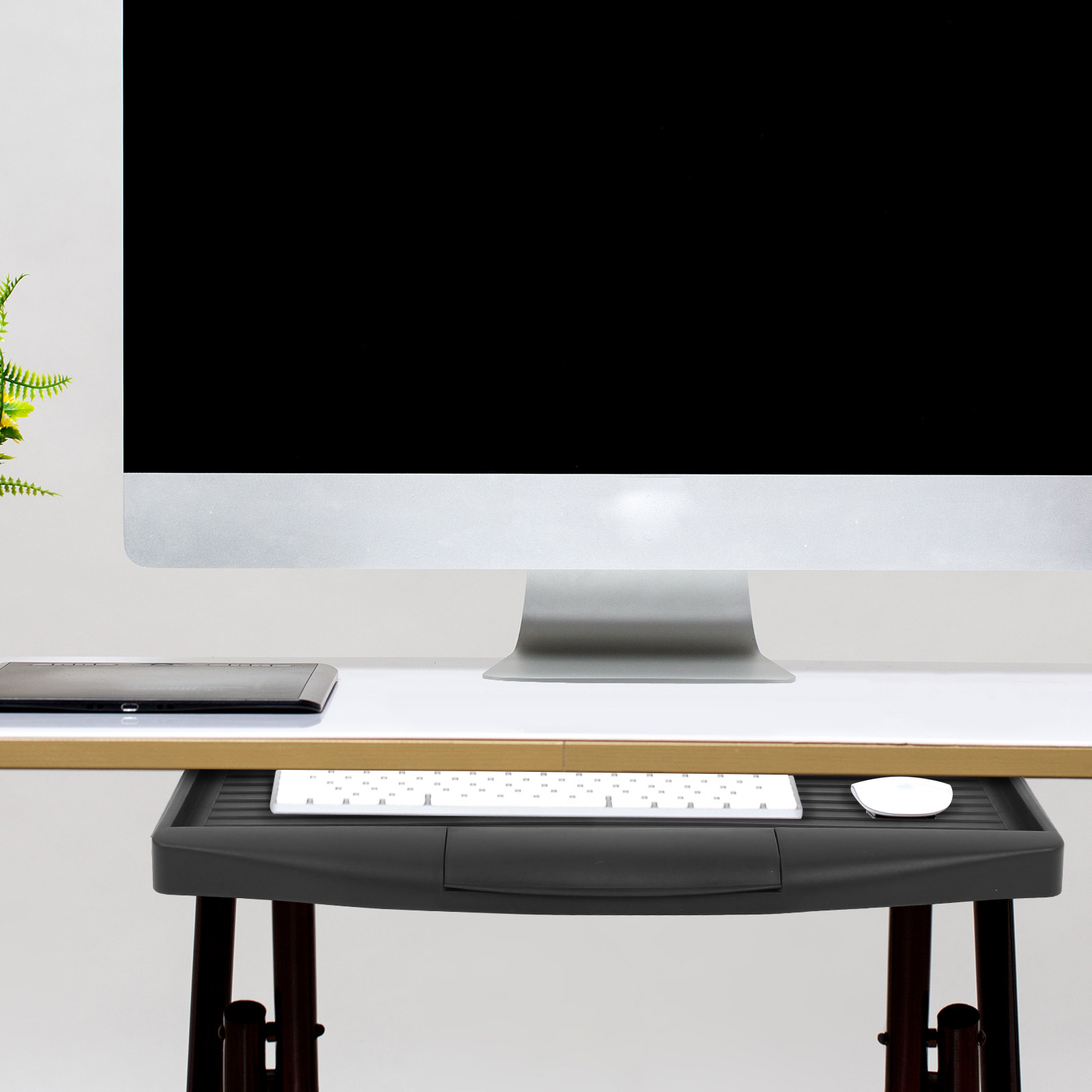 クリエイティブなキーボード収納トレイ PPアルミ合金製 デス - Keyboard Drawer Under のレビューと価格