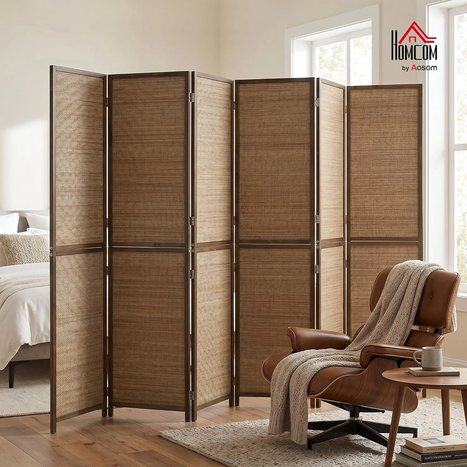 6フィートの間仕切り、6枚パネル手編み竹製プライバシースクリ - Room Divider Bamboo のレビューと価格