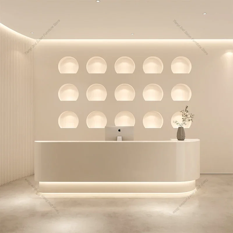 クリームスタイル北欧受付デスクオリジナリティモダンデザインビ - Office Furniture Center のレビューと価格