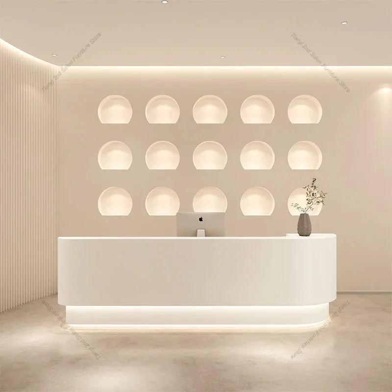 クリームスタイル北欧受付デスクオリジナリティモダンデザインビ - Office Furniture Center のレビューと価格