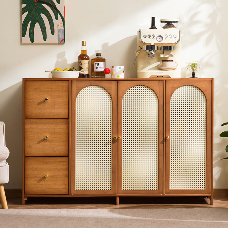 レトロスタイルの竹製リビングルームキャビネット、ミニマリスト - Room Divider Bamboo のレビューと価格