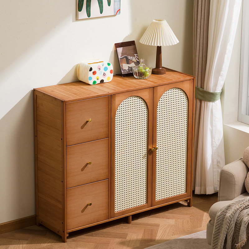 レトロスタイルの竹製リビングルームキャビネット、ミニマリスト - Room Divider Bamboo のレビューと価格