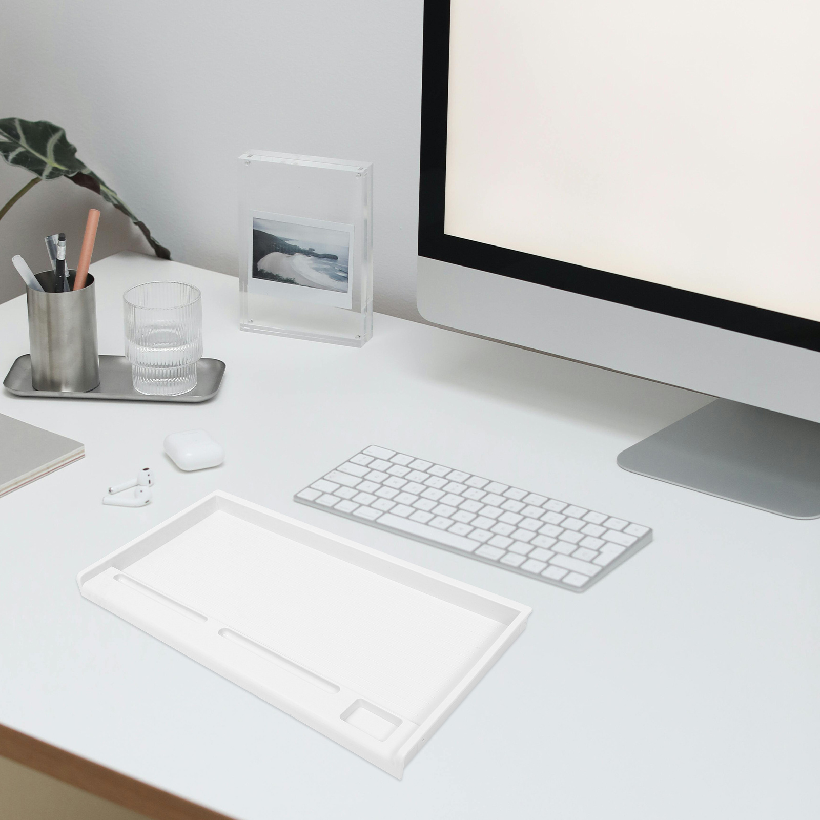 キーボード収納トレイ 引き出しタイプ プラスチック ホワイト - Keyboard Drawer Under のレビューと価格