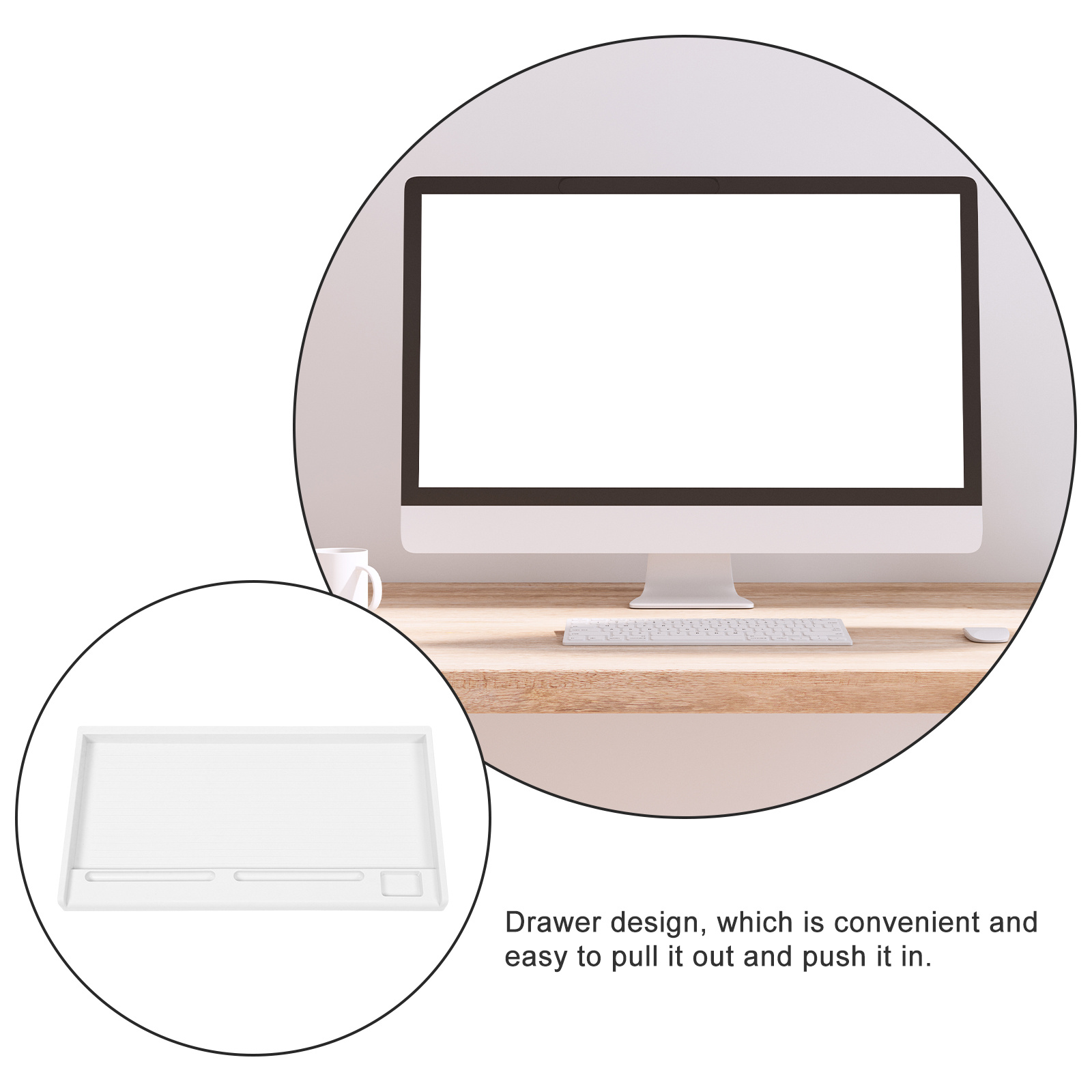 キーボード収納トレイ 引き出しタイプ プラスチック ホワイト - Keyboard Drawer Under のレビューと価格